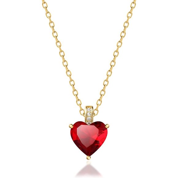 Genuine Birthstone Necklace for Girls Women, Heart Love Necklace for Twe… - Picture 1 of 16